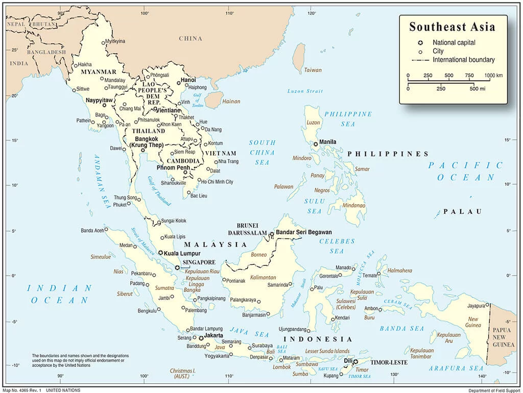 mappa del sud est asiatico