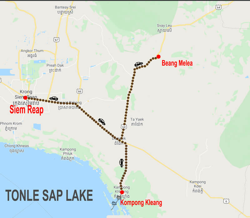 Lago Tonle Sap e tempio remoto - map © In Asia Travel