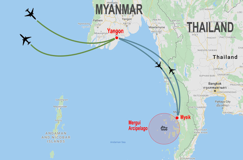 Yangon e Arcipelago Mergui - mappe © In Asia Travel
