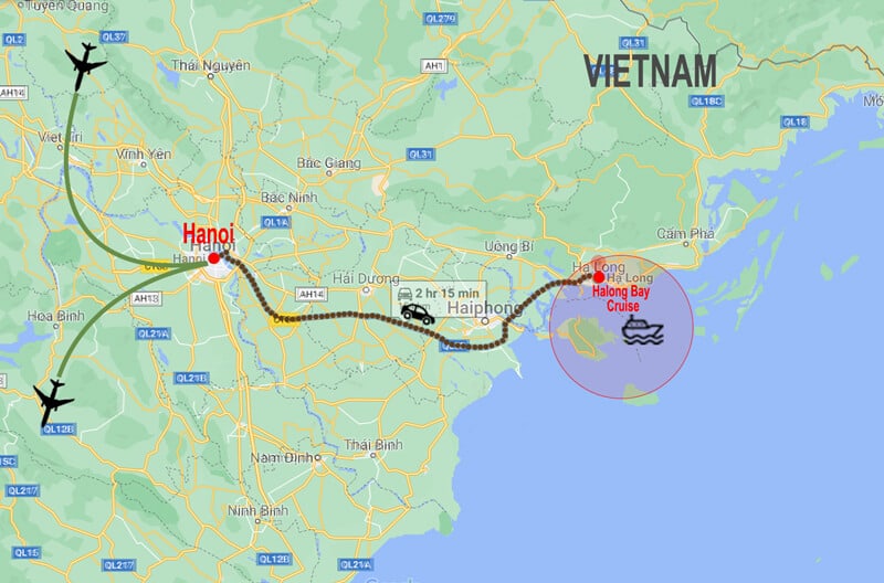 Map Tour North Vietnam and Halong Bay © In Asia Travel