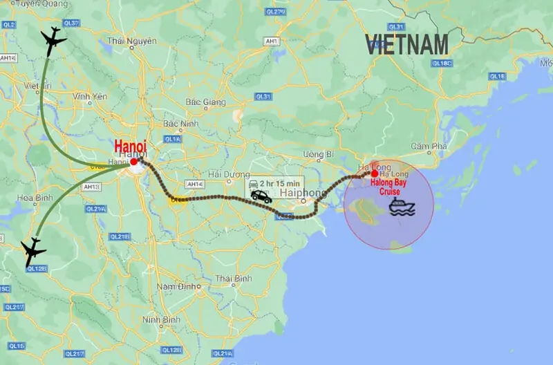 Mappa Tour Nord Vietnam e Baia di Halong © In Asia Travel